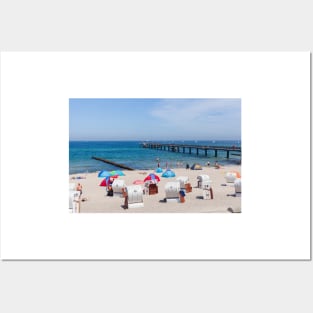 Beach and pier, Ostseebad Kuhlungsborn, Mecklenburg-West Pomerania, Germany, Europe Posters and Art